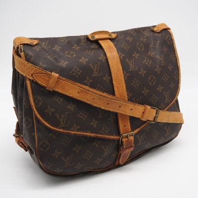 LOUIS VUITTON ルイ・ヴィトン モノグラム ソミュール35 M42254 ショルダーバッグ ブラウン コーティングキャンバス レザー レディース