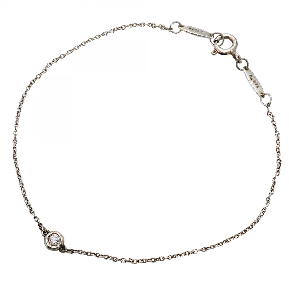 【6jdb0415-22-k】ティファニー ブレスレット バイザヤード 1PD シルバー925 ダイヤモンド【中古】レディース