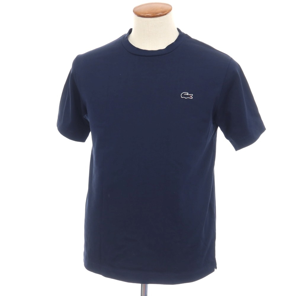 【中古】ラコステ LACOSTE コットン クルーネック 半袖Tシャツ ネイビー【サイズFR3】【メンズ】