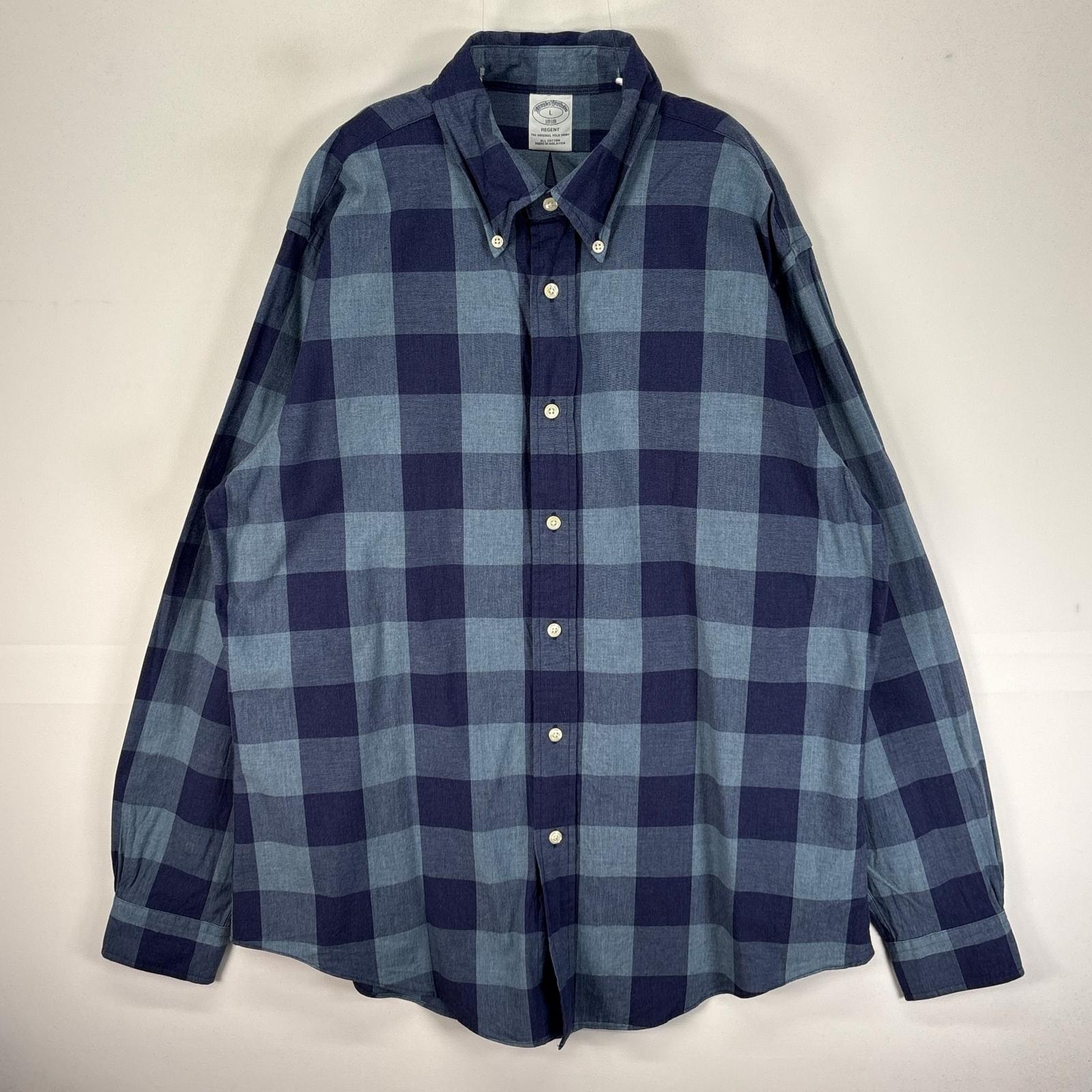 古着 ブルックスブラザーズ Brooks Brothers 長袖シャツ ボタンダウン L  ブルー系 チェック メンズ