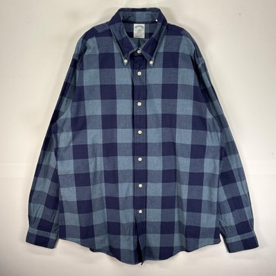 古着 ブルックスブラザーズ Brooks Brothers 長袖シャツ ボタンダウン L ブルー系 チェック メンズ