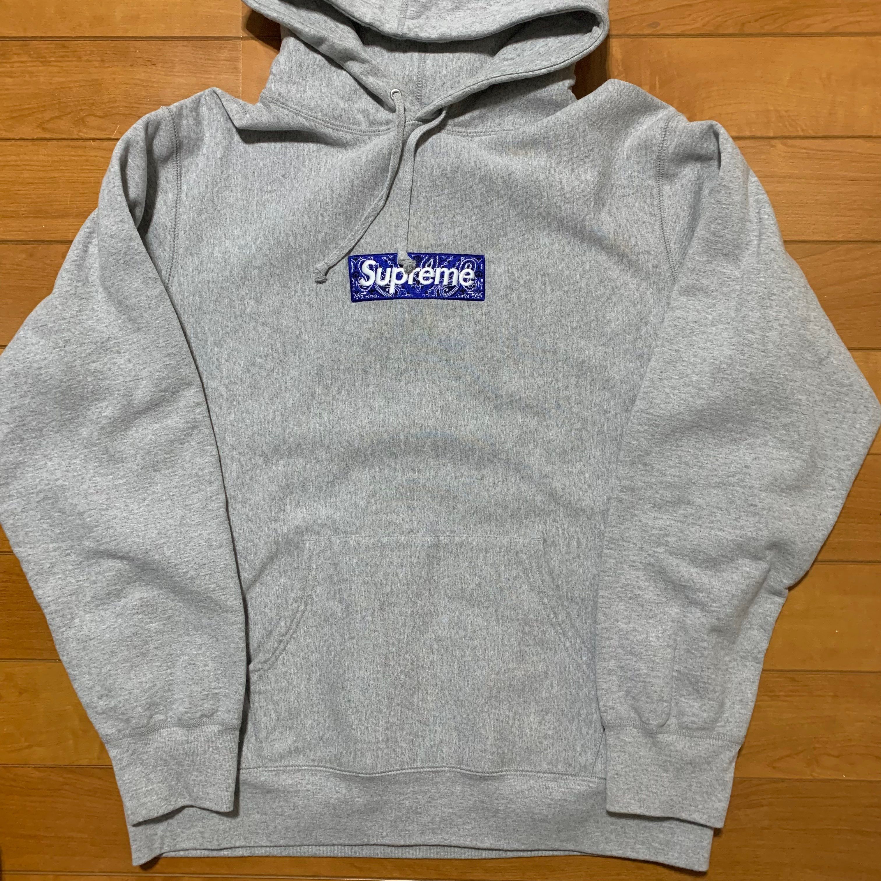 Supreme Bandana Box Logo Hooded Sweatshirt "Grey"