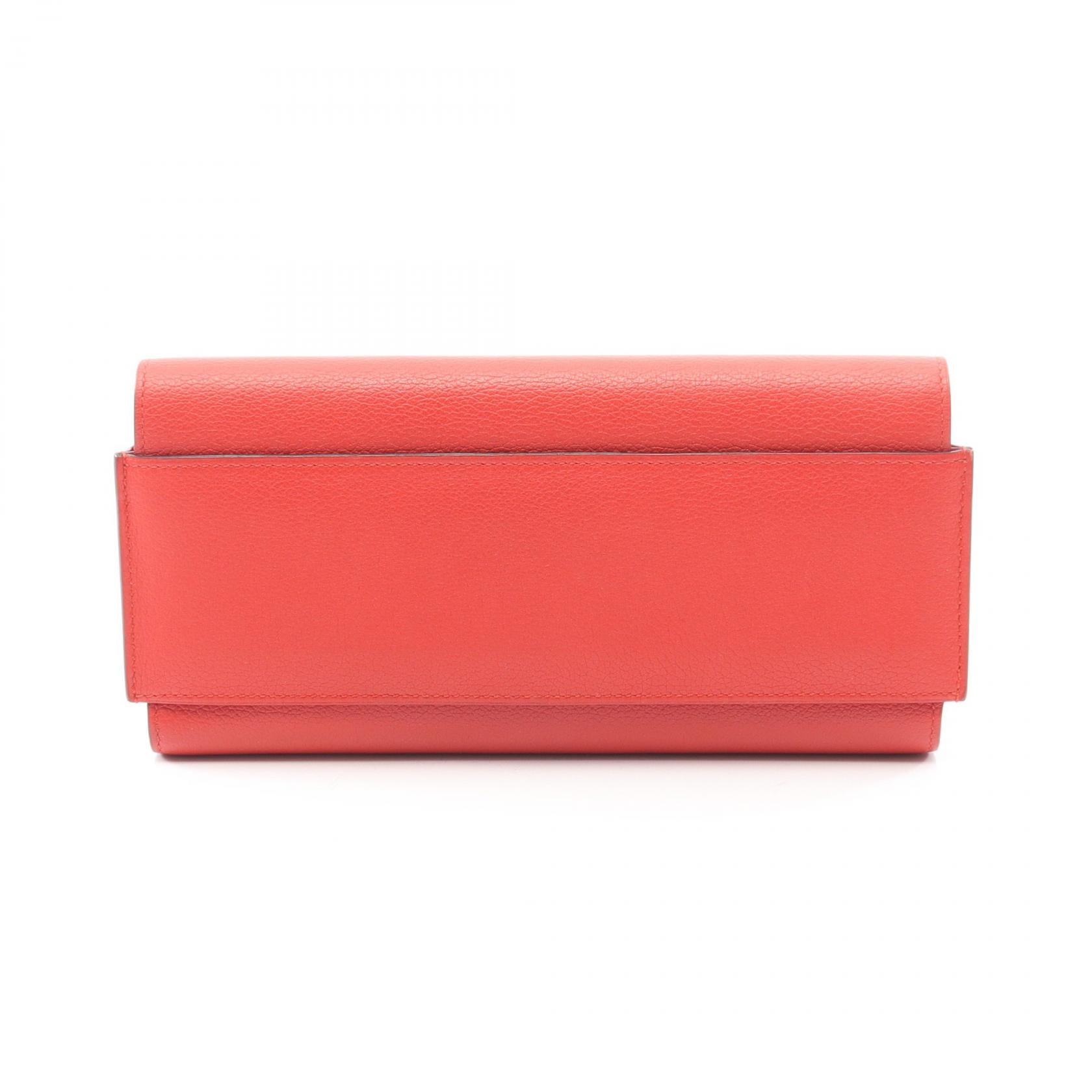 エルメス HERMES パッサン ロング 二つ折り長財布 財布 レザー エバーカラー エバーカラー ルージュトマト X刻印(2016年製造) レディース レッド系 【中古】