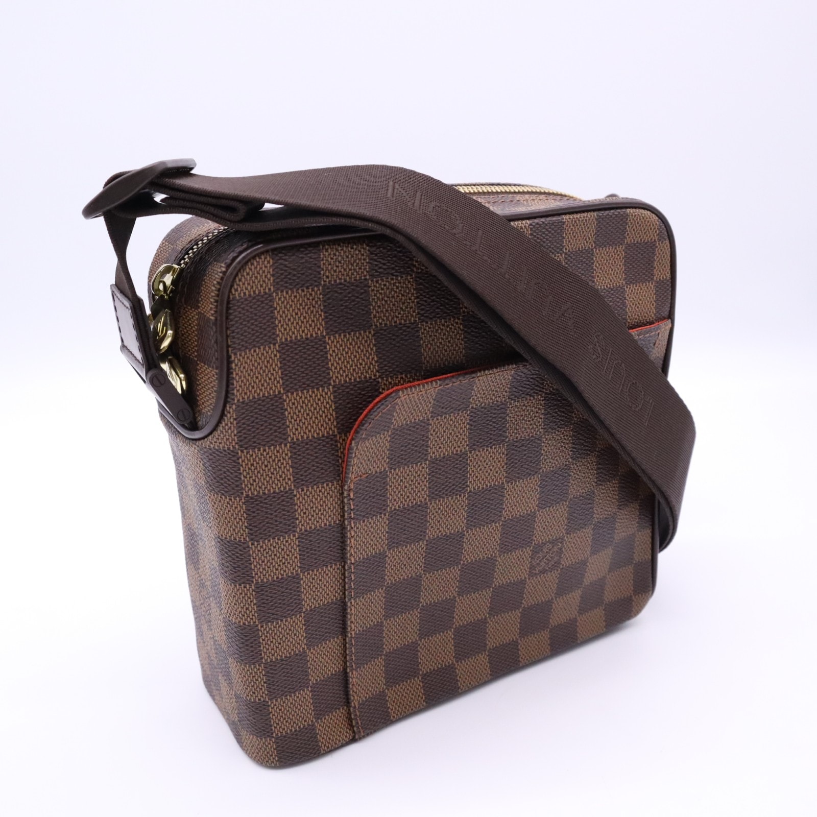 極美品 LOUIS VUITTON ルイ・ヴィトン ダミエ オラフPM N41442 ショルダーバッグ ブラウン ベージュ コーティングキャンバス レザー メンズ