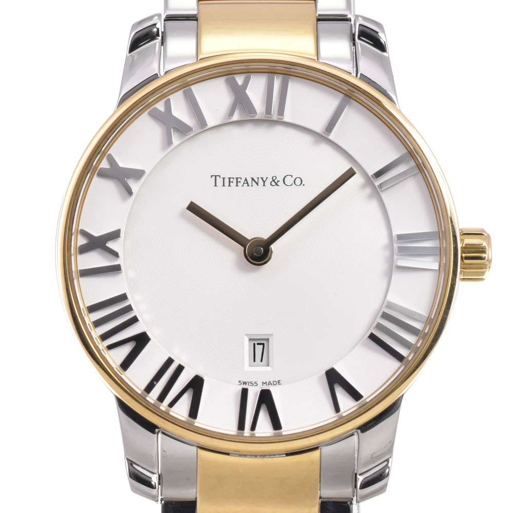 ティファニー TIFFANY&Co. Z1830.11.15A21A00A アトラス ドーム デイト ホワイト クォーツ レディース 美品 保証書付き 腕時計 E#147192