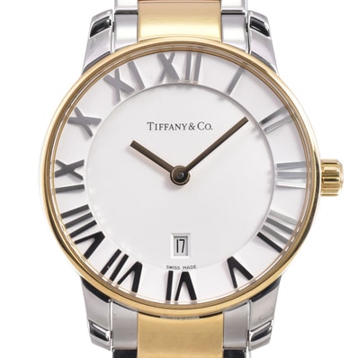 ティファニー TIFFANY&Co. Z1830.11.15A21A00A アトラス ドーム デイト ホワイト クォーツ レディース 美品 保証書付き 腕時計 E#147192