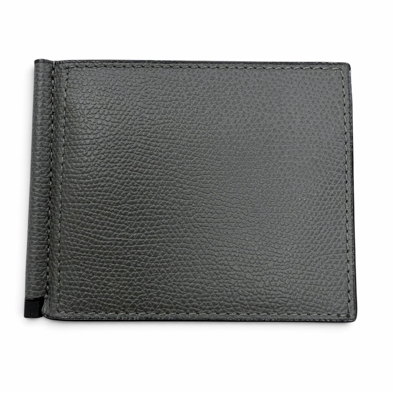 極美品 ヴァレクストラ 二つ折り財布 グレー メンズ SGSR0080028