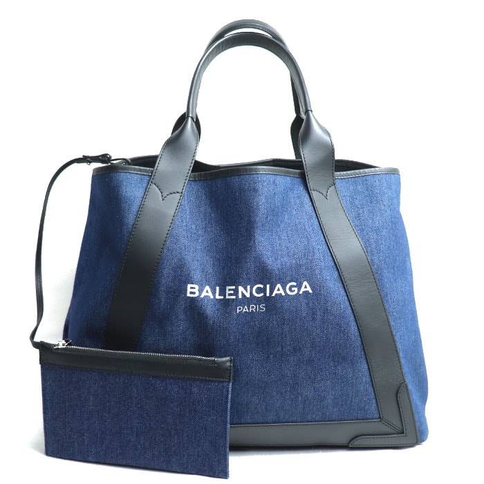 目立った傷や汚れなし】BALENCIAGA バレンシアガ ネイビーカバス M