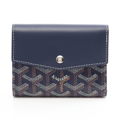 ゴヤール GOYARD サン ガブリエル ウォレット 三つ折り財布 財布 PVCコーティングキャンバス レザー レディース ネイビー系 / マルチカラー 【中古】