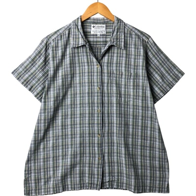 古着 90~00年代 コロンビア Columbia チェック柄 半袖 オープンカラー コットンシャツ ボックスシャツ レディースXL相当 ヴィンテージ/eaa561047