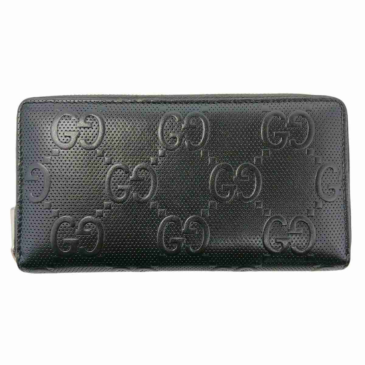 GUCCI グッチ GGエンボス ジップアラウンドウォレット 長財布 625558 ブラック  ユニセックス【中古】