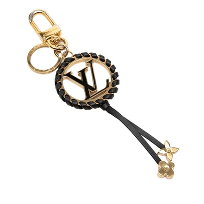 ルイ ヴィトン ポルト クレ ベリー キーホルダー バッグチャーム M63082 ブラック ゴールド レザー メッキ レディース LOUIS VUITTON 【中古】
