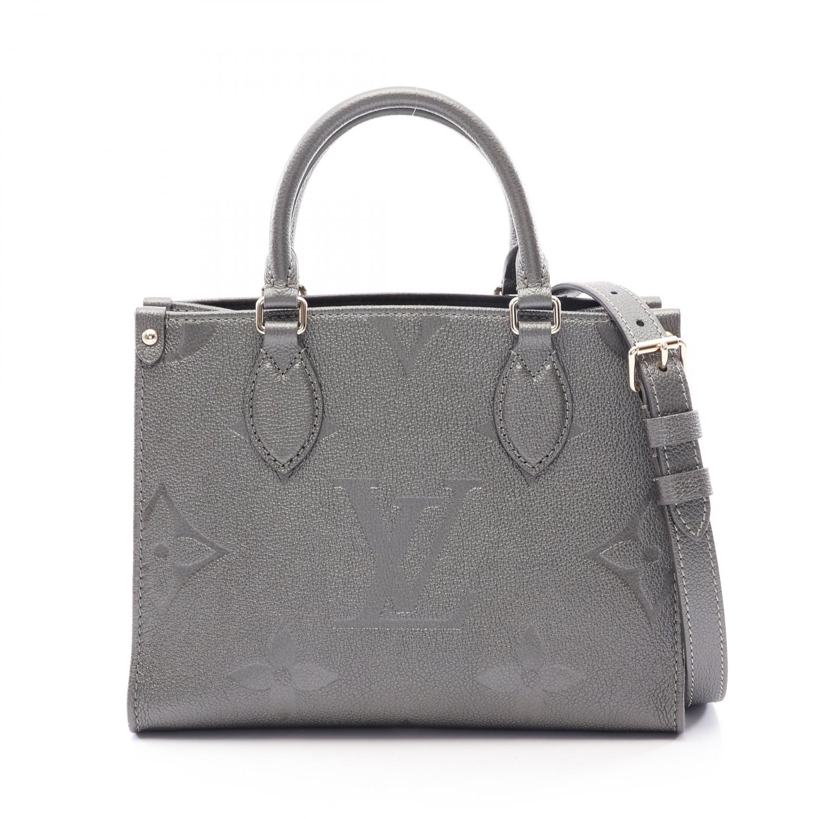 ルイ・ヴィトン LOUIS VUITTON オンザゴーPM 2WAY ハンドバッグ バッグ レザー モノグラム・アンプラント グレー レディース グレー系 M12886 【中古】