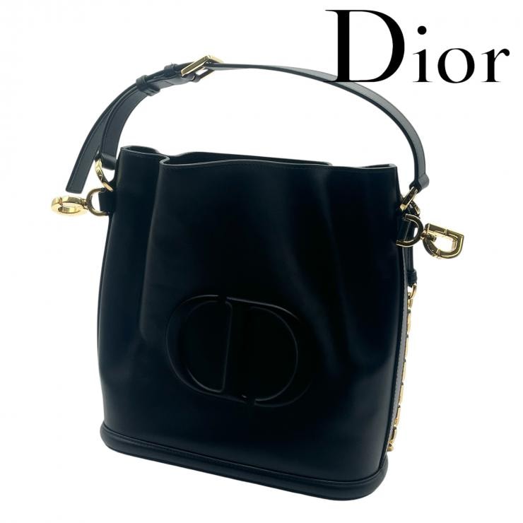 Christian Dior クリスチャンディオール ショルダーバッグ セストディオール バッグ ブラック カーフスキン ★美品★
