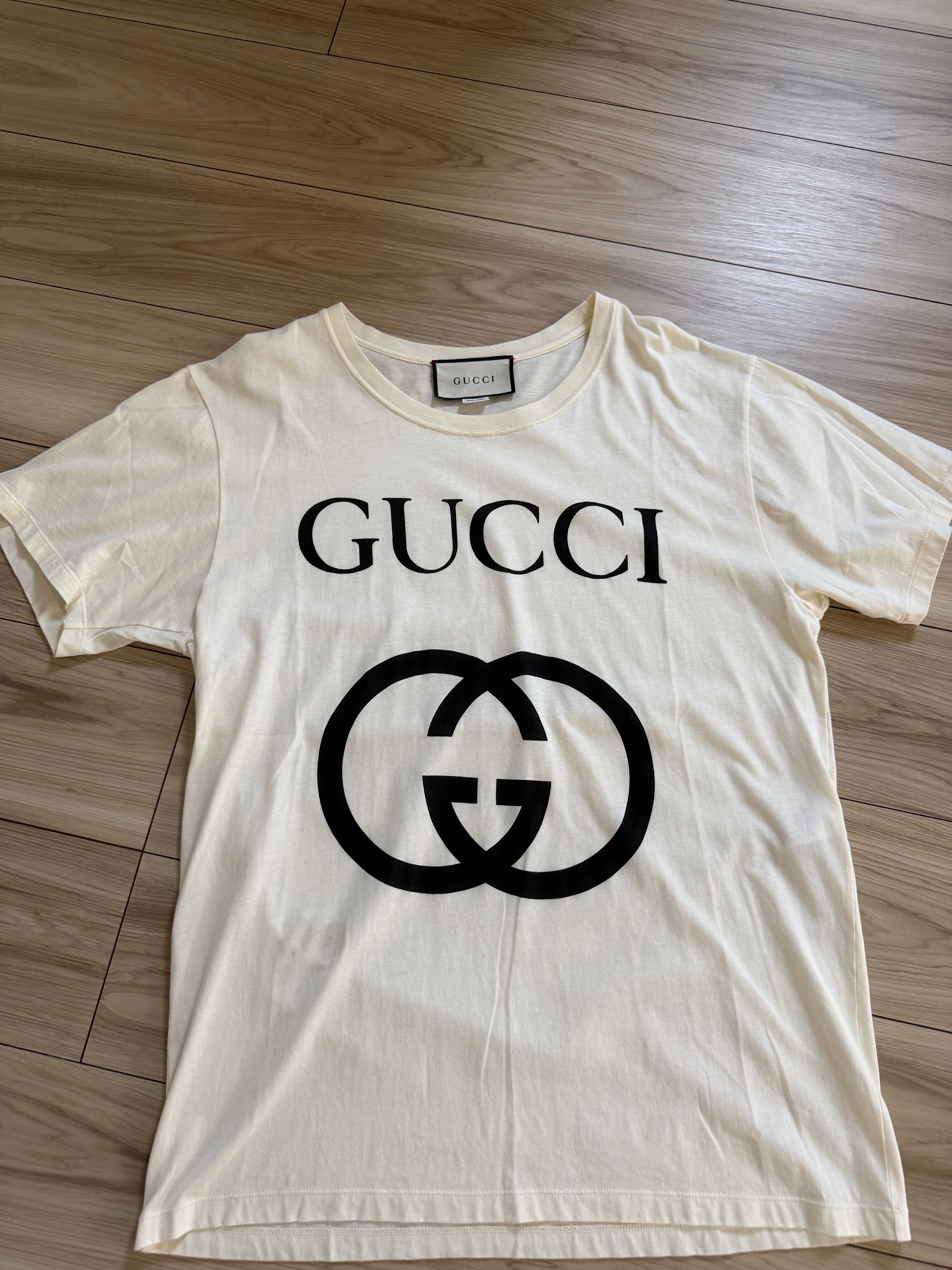 GUCCI Men's Cotton Oversize T-shirt With Interlocking G "Off White"