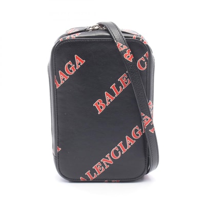 バレンシアガ BALENCIAGA CASH ZIP PHONE HOLDER ショルダーバッグ バッグ レザー メンズ レディース ブラック系 / レッド系 / ホワイト系 618189 【中古】