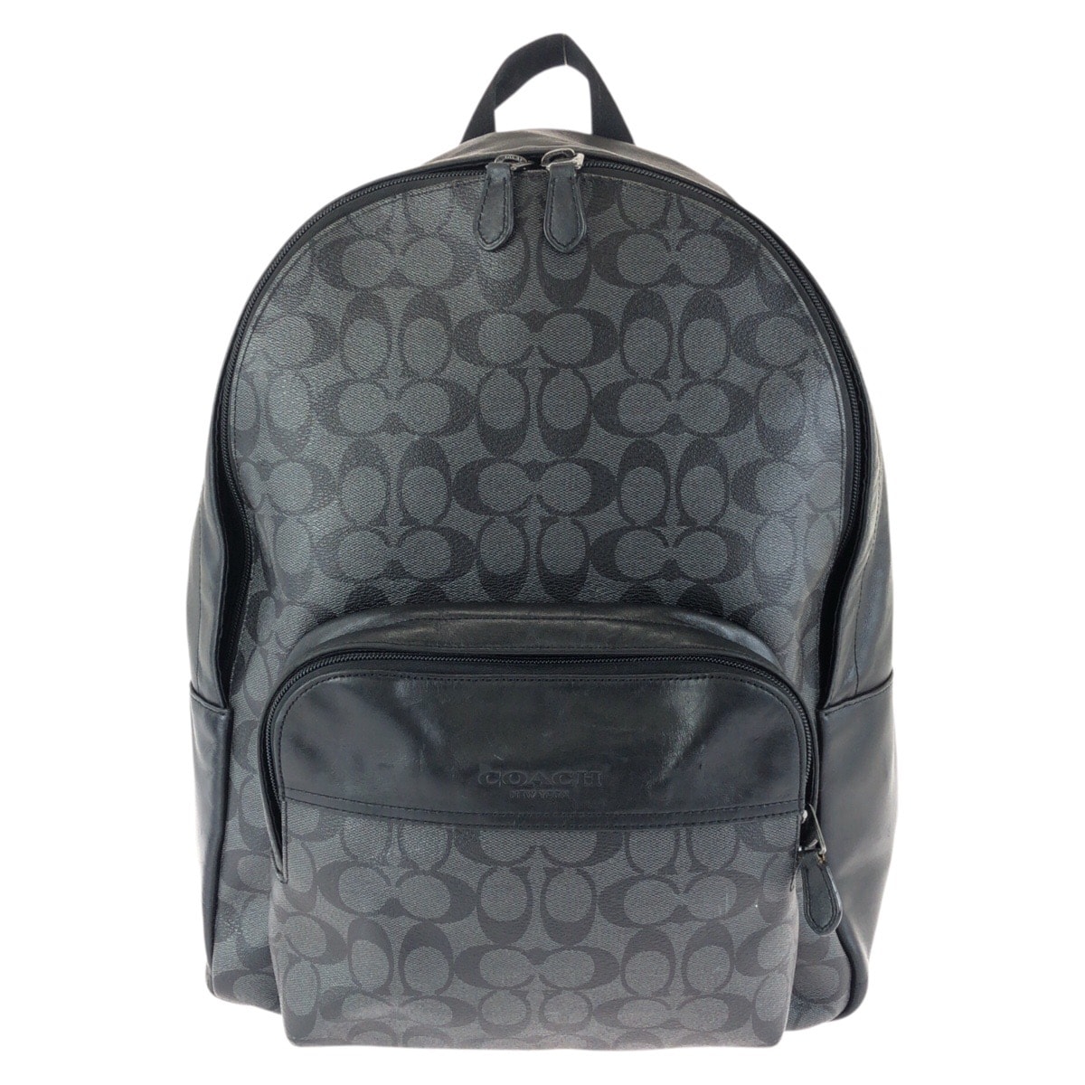 COACH コーチ シグネチャー ブラック 黒 ガンメタ金具 PVC レザー/ リュック・デイパック バックパック 601987 【中古】