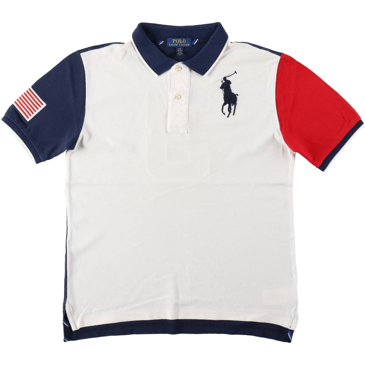 古着 ラルフローレン Ralph Lauren POLO RALPH LAUREN 星条旗柄 ビッグポニー 半袖 ポロシャツ メンズL相当/eaa657675