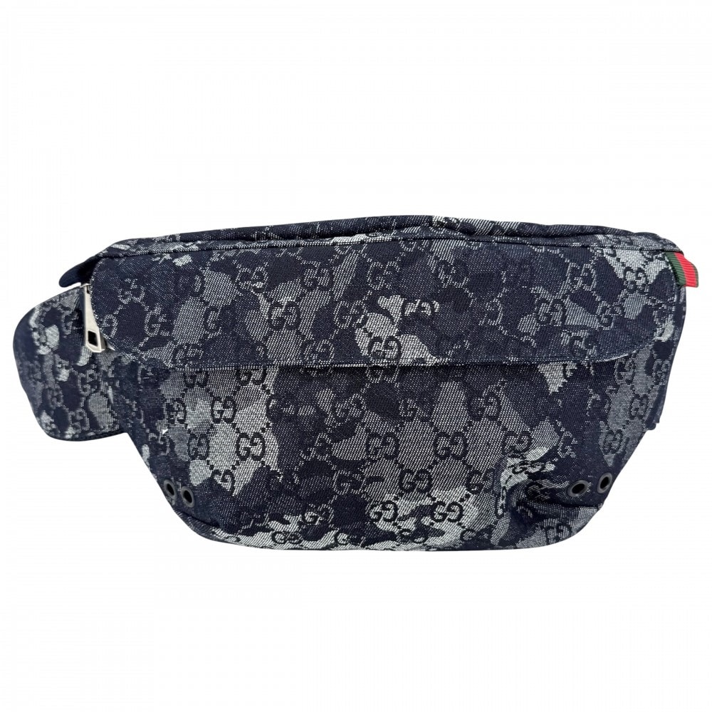 GUCCI グッチ ウエストバッグ ウエストポーチ ボディバッグ 851706  GGデニム   ネイビー 紺 シルバー金具 メンズ 美品【中古品】