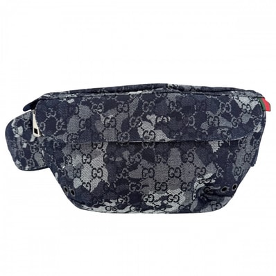 GUCCI グッチ ウエストバッグ ウエストポーチ ボディバッグ 851706 GGデニム ネイビー 紺 シルバー金具 メンズ 美品【中古品】