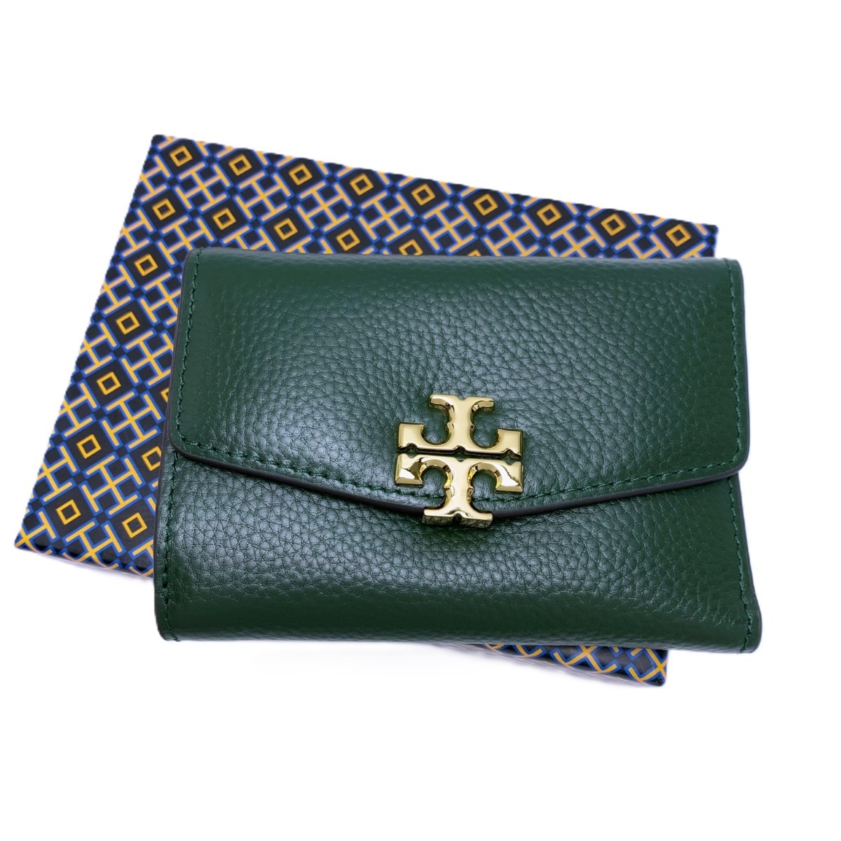 TORY BURCH トリーバーチ 3つ折り財布 レディース ゴールド金具 レザー グリーン 箱有