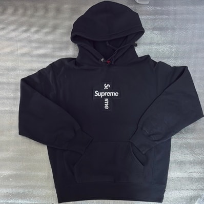 Supreme Cross Box Logo Hooded Sweatshirt "Black"