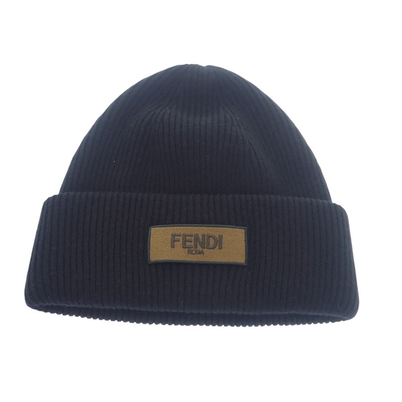 フェンディ ウール ビーニー ニットキャップ ブラック【中古】【Aランク】