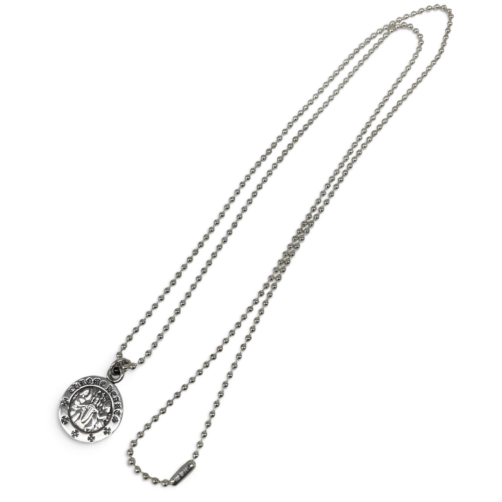 CHROME HEARTS 極美品 クロムハーツ ANGEL MEDAL V2 エンジェルメダル ボールチェーン ネックレス インボイス・袋付属 チャーム ペンダントトップ クロス クロム アクセABランク 中古 鑑定済 クロムアクセ