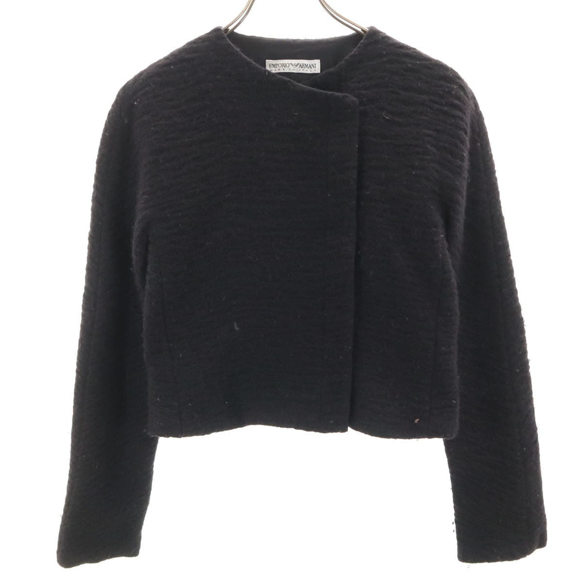 Emporio Armani エンポリオアルマーニ 90s イタリア製 オールド ノーカラージャケット 40 ブラック