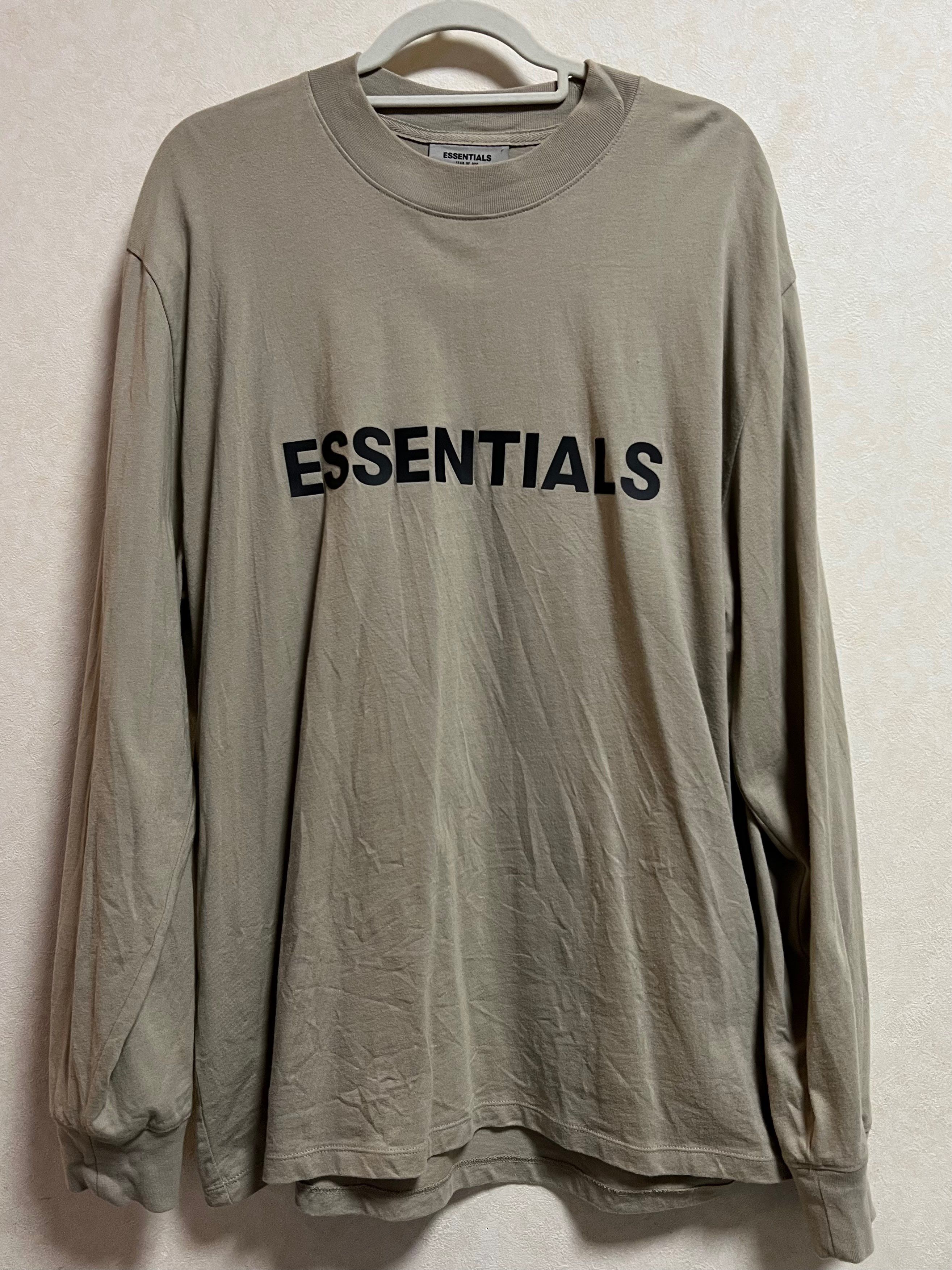 FEAR OF GOD ESSENTIALS Boxy Long Sleeve T-Shirt Applique Logo "Olive/Khaki"