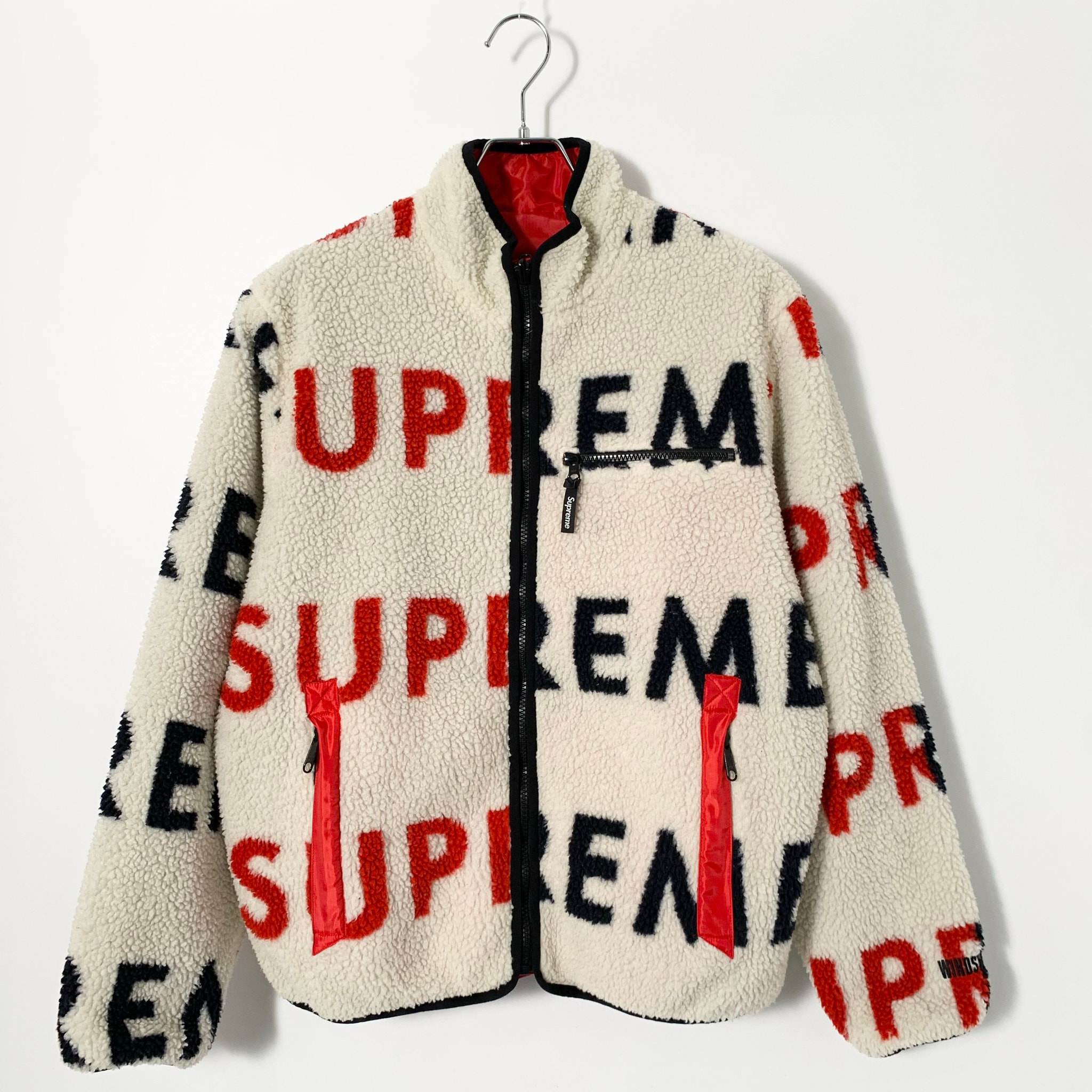 Supreme Reversible Logo Fleece Jacket "White"