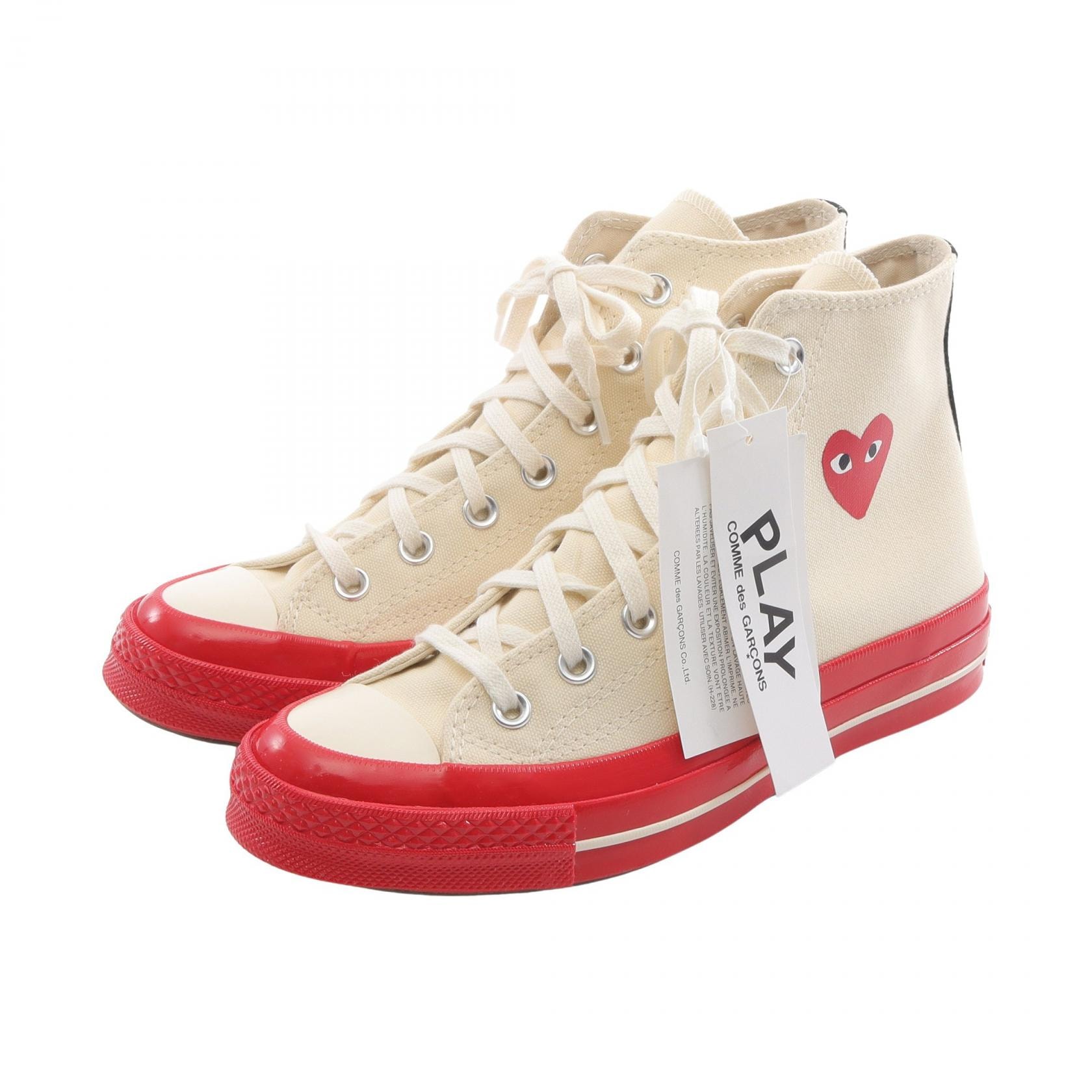 プレイコムデギャルソン PLAY COMME des GARCONS PLAY COMME des GARCONS × CONVERSE スニーカー 靴 キャンバス メンズ レディース ホワイト系 / レッド系 AZ-K124-001-28 【中古】