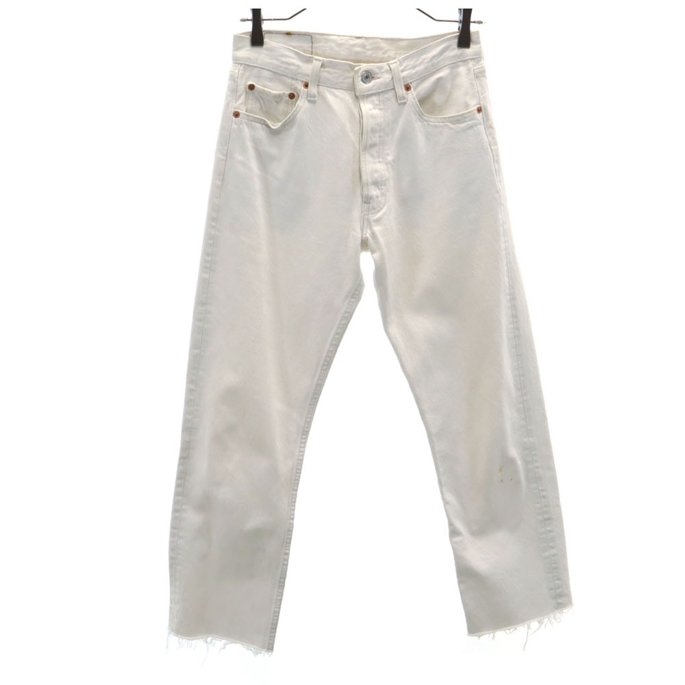 Levi's リーバイス 90s 501 ユーロリーバイス オールド カットオフ加工 ストレートパンツ W29 ホワイト ボタンフライ
