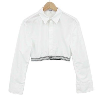 LOEWE ロエベ クロップド丈 長袖シャツ
ロゴ 24AW S359Y05XAX コットン 36 ホワイト レディース
【中古】