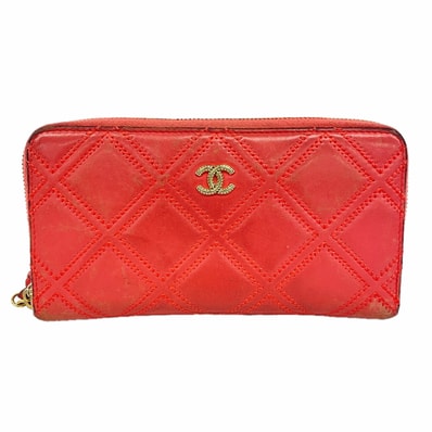 ★最終価格★SALE【6hb0313】シャネル 長財布 マトラッセ レザー ピンク ゴールド金具【中古】レディース