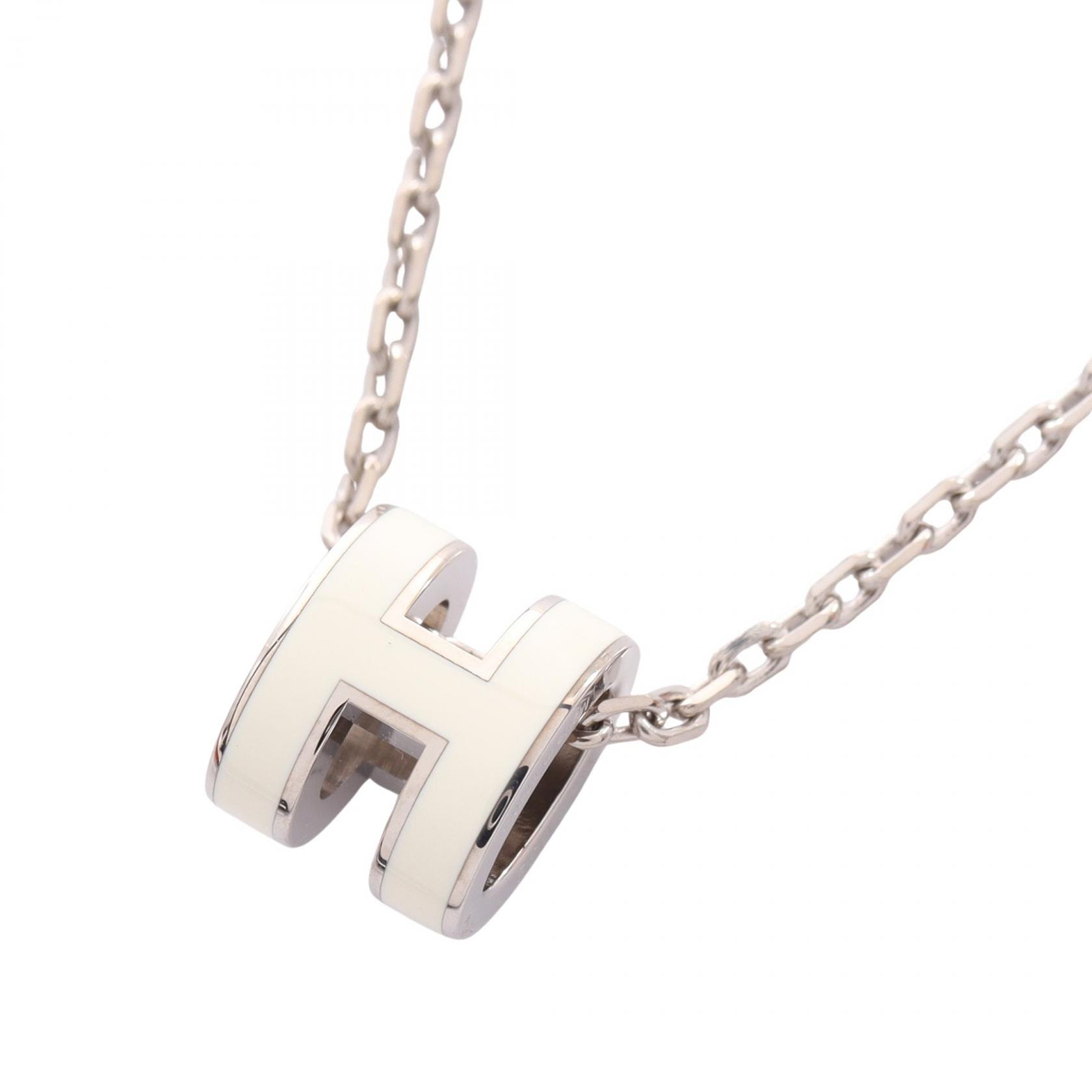 エルメス HERMES MINI POP H ミニポップアッシュ ネックレス ジュエリー ステンレススチール レディース シルバー系 / アイボリー系 【中古】