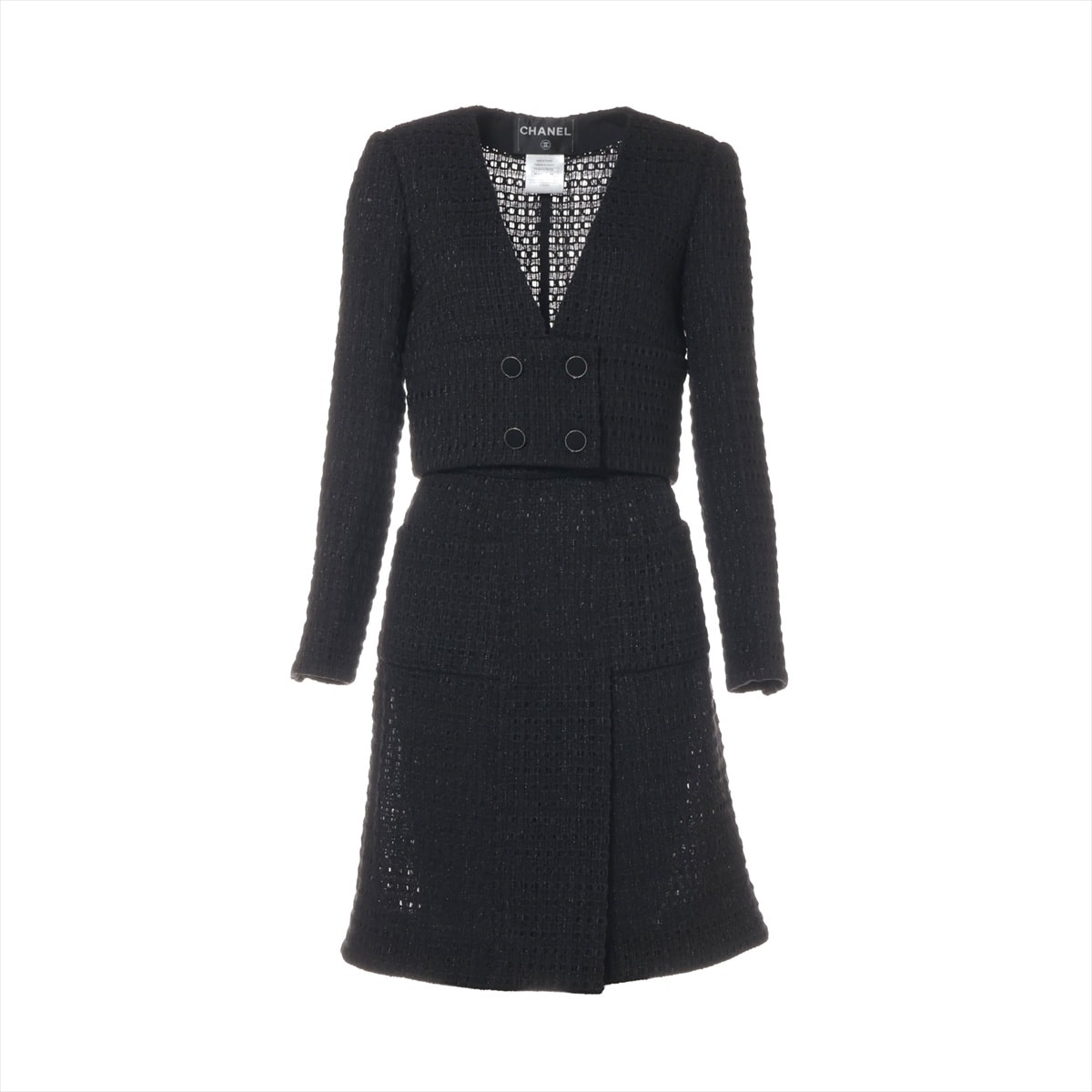 シャネル CHANEL 2015 P51451 メタリック ツイード スカート 34 セットアップ スーツ【中古】