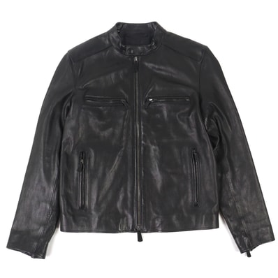 美品 コーチ スタンドカラー レザージャケット ブラック メンズ M