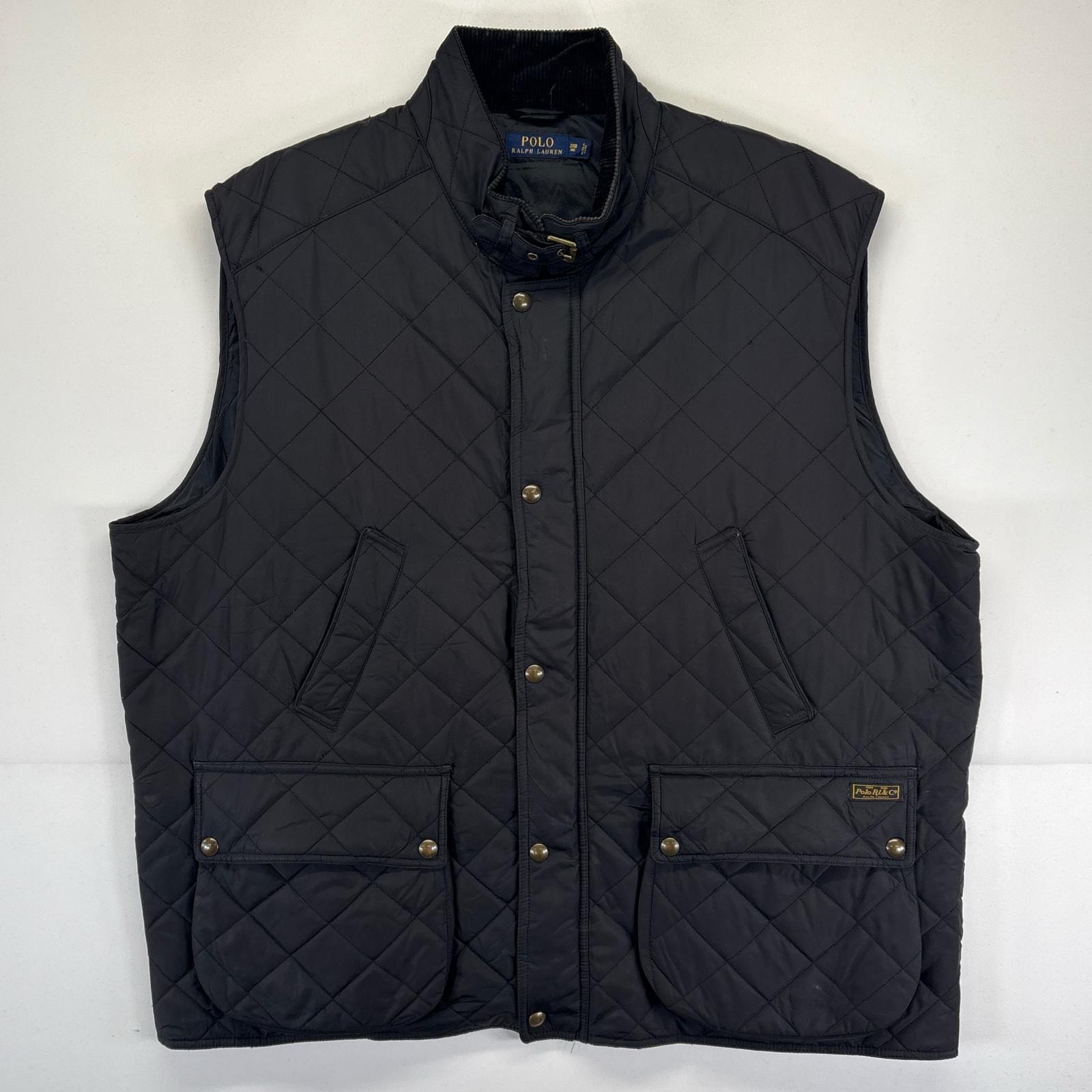 古着 ポロ・ラルフローレン POLO RALPH LAUREN ベスト 大きいサイズ 中綿 キルティング フルジップ 3XB  ブラック メンズ