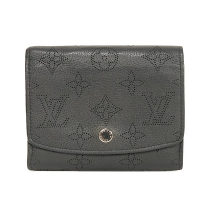 LOUIS VUITTON ルイ・ヴィトン ポルトフォイユ イリス コンパクト 新型 LVロゴ フラワー パンチング ブラック スナップボタン 札入れ カードケース コインケース RFID ICチップ モノグラム マヒナ ノワール 二つ折り財布 M62540