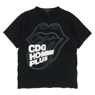 COMME des GARCONS HOMME PLUS コムデギャルソンオムプリュス Tシャツ 05AW PP-T037 x The Rolling Stones ローリング・ストーンズ リップ&タン 発泡プリント 鹿の子 半袖 Tシャツ M【中古】