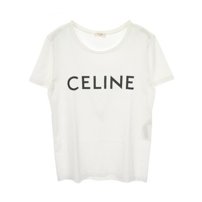 セリーヌ CELINE ロゴプリント 半袖Tシャツ 衣料品 トップス コットン レディース ホワイト系 【中古】
