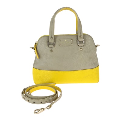 Kate Spade ケイトスペード イエロー ベージュ レザー ハンドバッグ ショルダーバッグ 2way 601038 【中古】