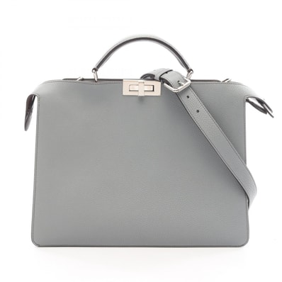 フェンディ FENDI ピーカブー アイシーユー ミディアム 2WAY ハンドバッグ バッグ レザー メンズ グレー系 7VA529 【中古】