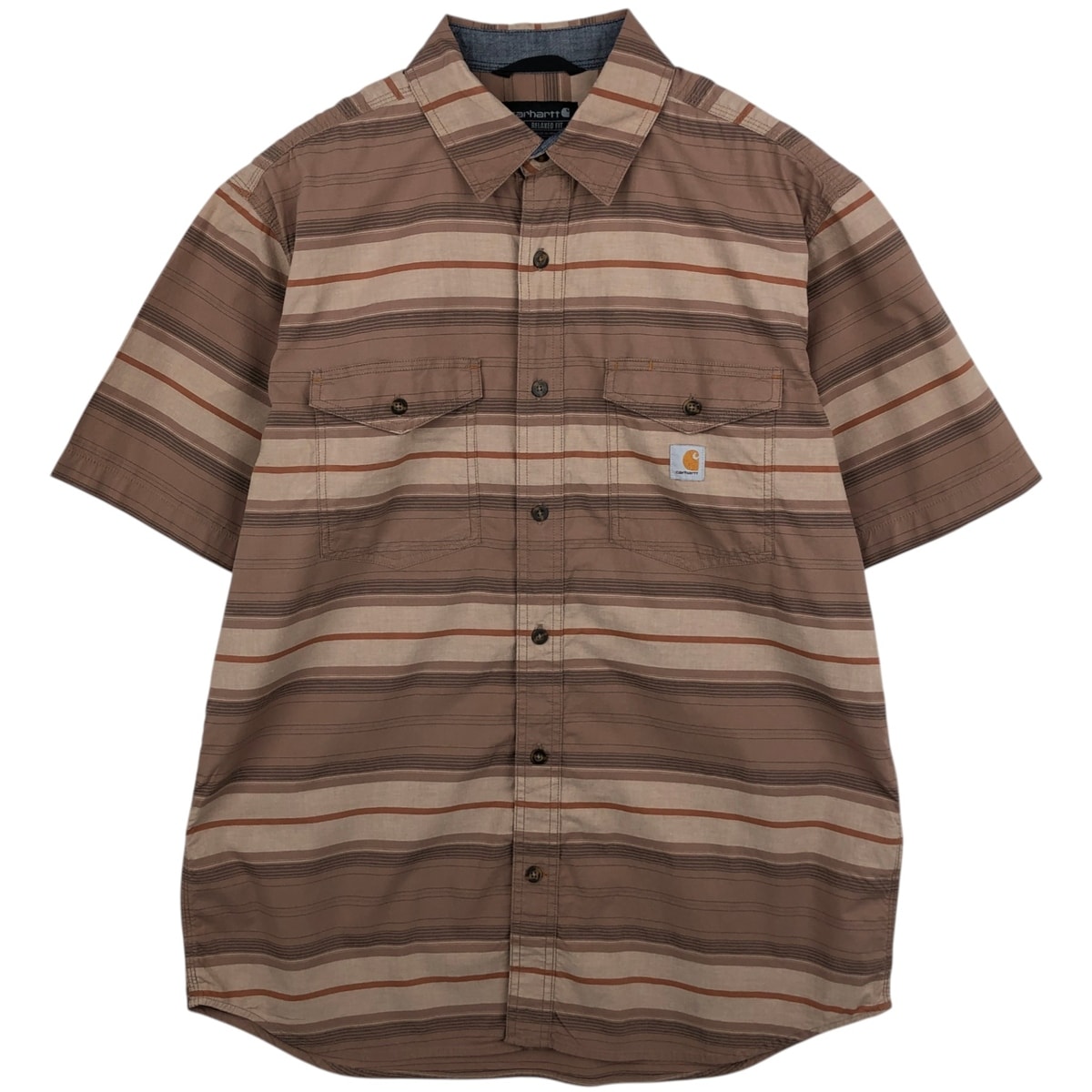 古着 カーハート Carhartt RELAXED FIT マルチストライプ 半袖 ワークシャツ メンズL相当/eaa477542