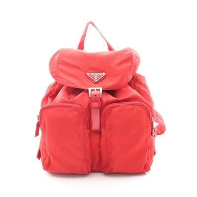 プラダ PRADA VELA リュックサック バックパック バッグ ナイロン レザー レディース レッド系 B5885 【中古】