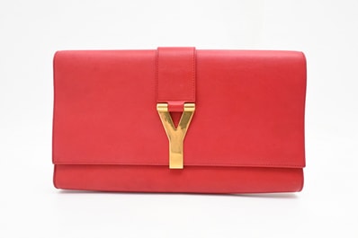 サンローラン Yライン クラッチバッグ レッド レザー 311213