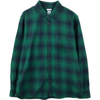 古着 00年代 ギャップ GAP オンブレチェック 長袖 フランネルチェックシャツ メンズXL相当/eaa637665