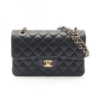 シャネル CHANEL マトラッセ Wフラップ ショルダーバッグ バッグ ラムスキン(羊革) レディース ブラック系 【中古】