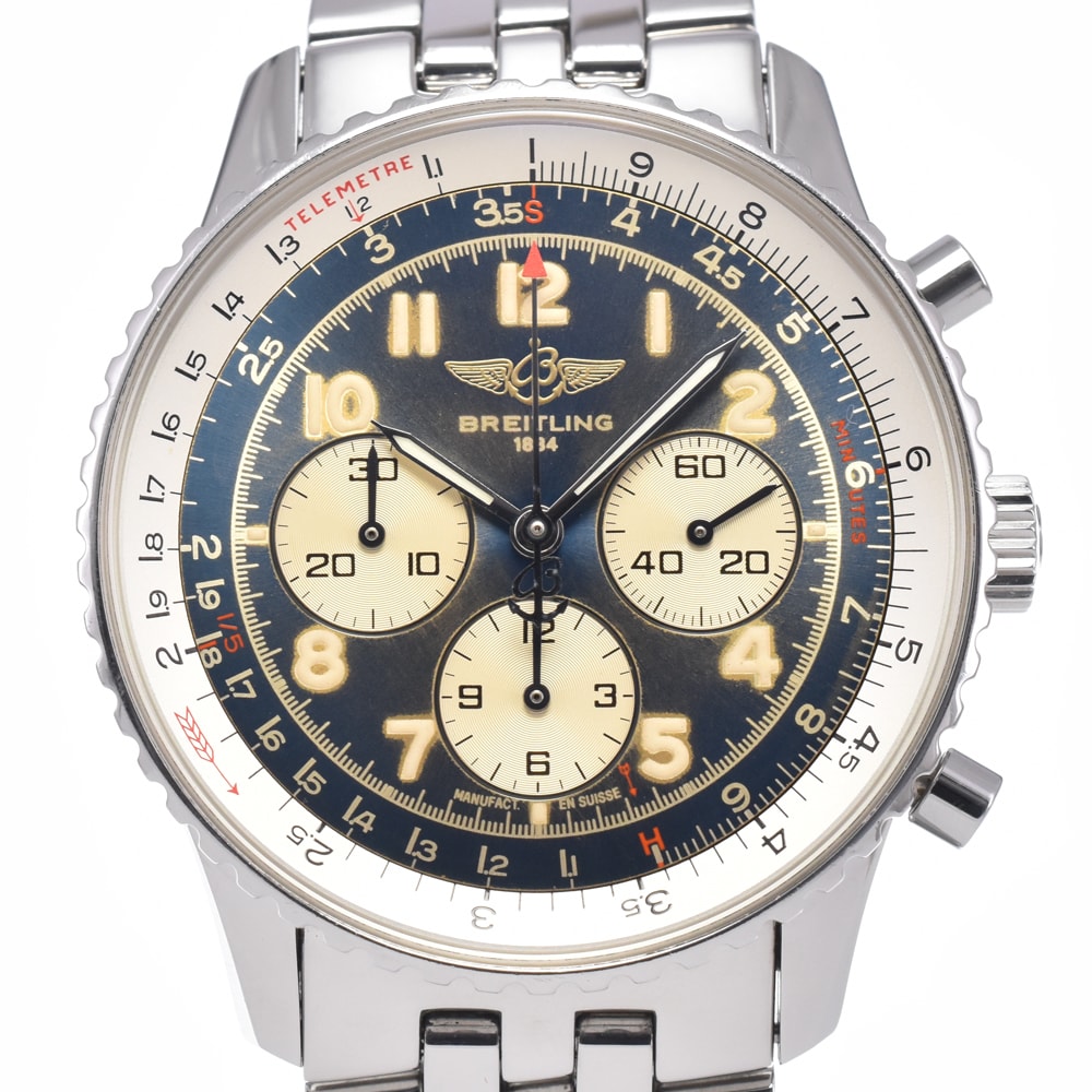 値下 ブライトリング BREITLING A30022 ナビタイマー92 クロノグラフ ブルー メンズ 内箱付き 腕時計 N#148590